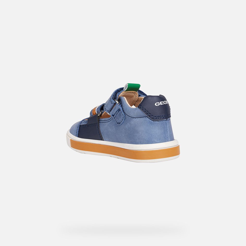 Basket Geox Trottola Boy - Bleu/Orange - Bebe 738591-TLN